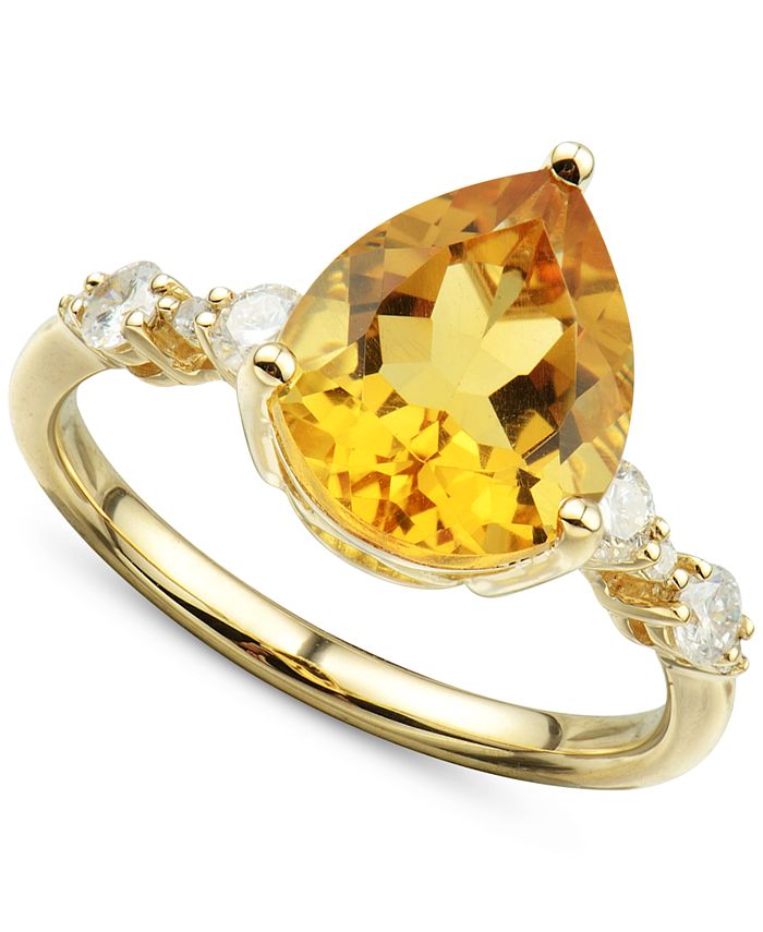 Macy s Citrine 3 1 3 ct. t.w. Diamond 1 3 ct. t.w. Teardrop