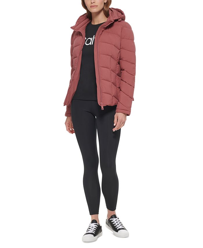 Calvin Klein Women's Hooded Stretch Packable Puffer Coat, Created for