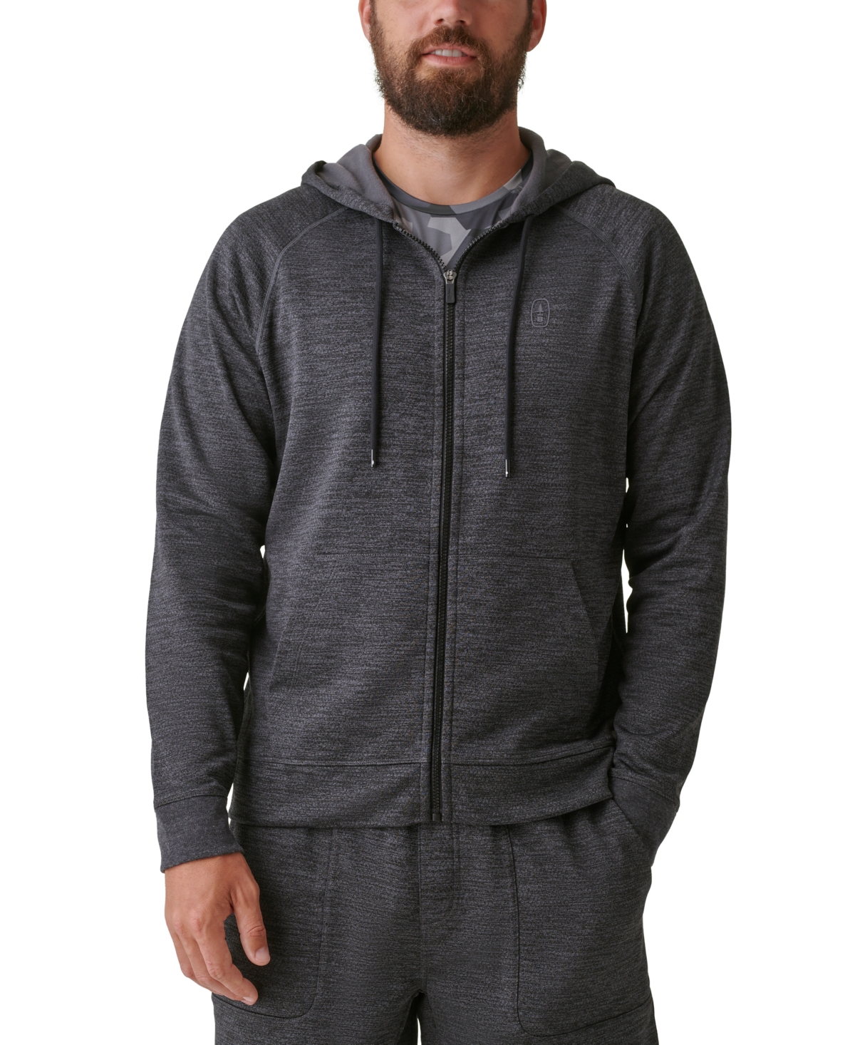 Bass Outdoor Men's Harbor Zip-front Hoodie In Black Beauty Melange