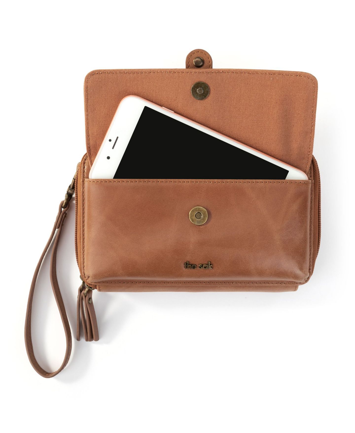 Женский кошелёк The Sak Sequoia Leather Smartphone Convertible Crossbody Wallet, цвет: Табачный с принтом — фото 4