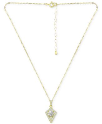 Cubic Zirconia Kite Cluster Pendant Necklace, 16" + 2" extender, Created for Macy's