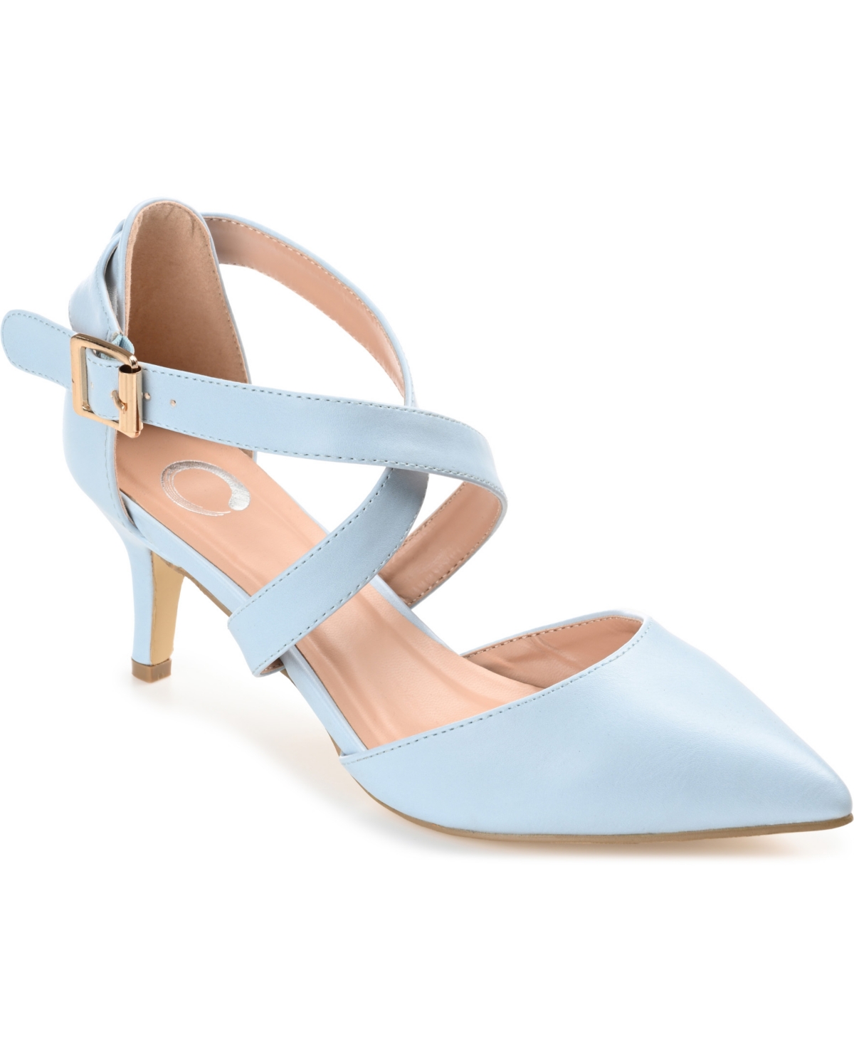 Journee Collection Women's Riva Crisscross Strap Pointed Toe Pumps In Blue