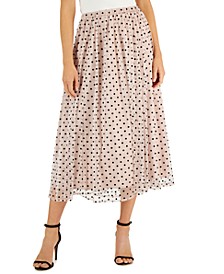 Women's Polka Dot-Mesh Pull-On A-Line Skirt
