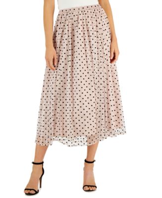 Anne Klein Women's Polka Dot-Mesh Pull-On A-Line Skirt - Macy's