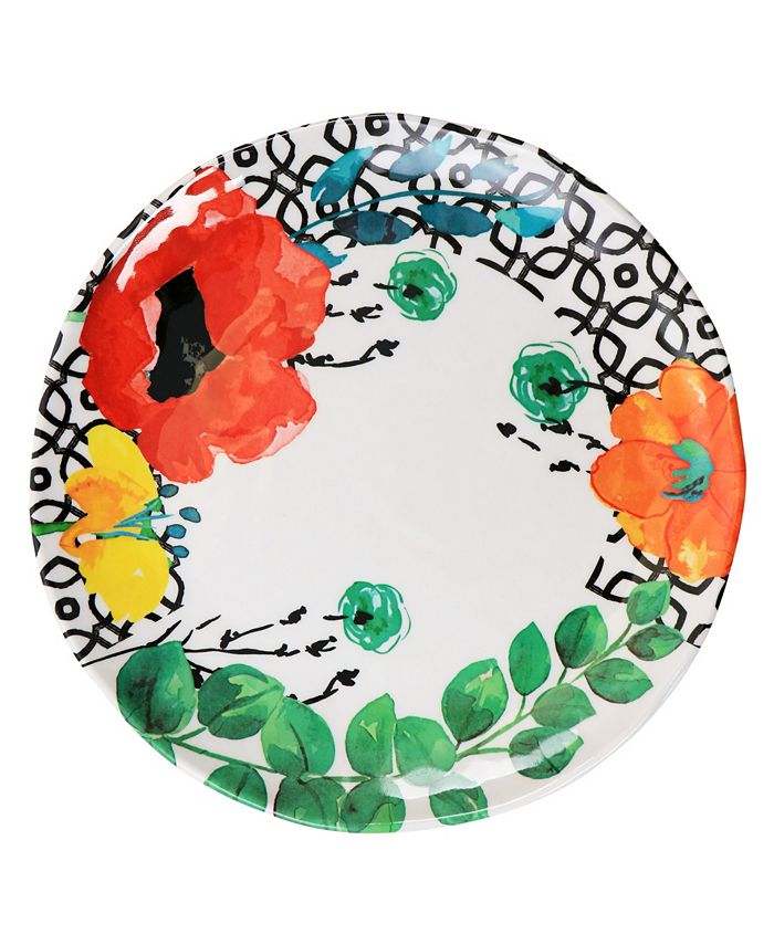 Elama Glossy Ashley 12 Piece Melamine Dinnerware Set, Service for 4