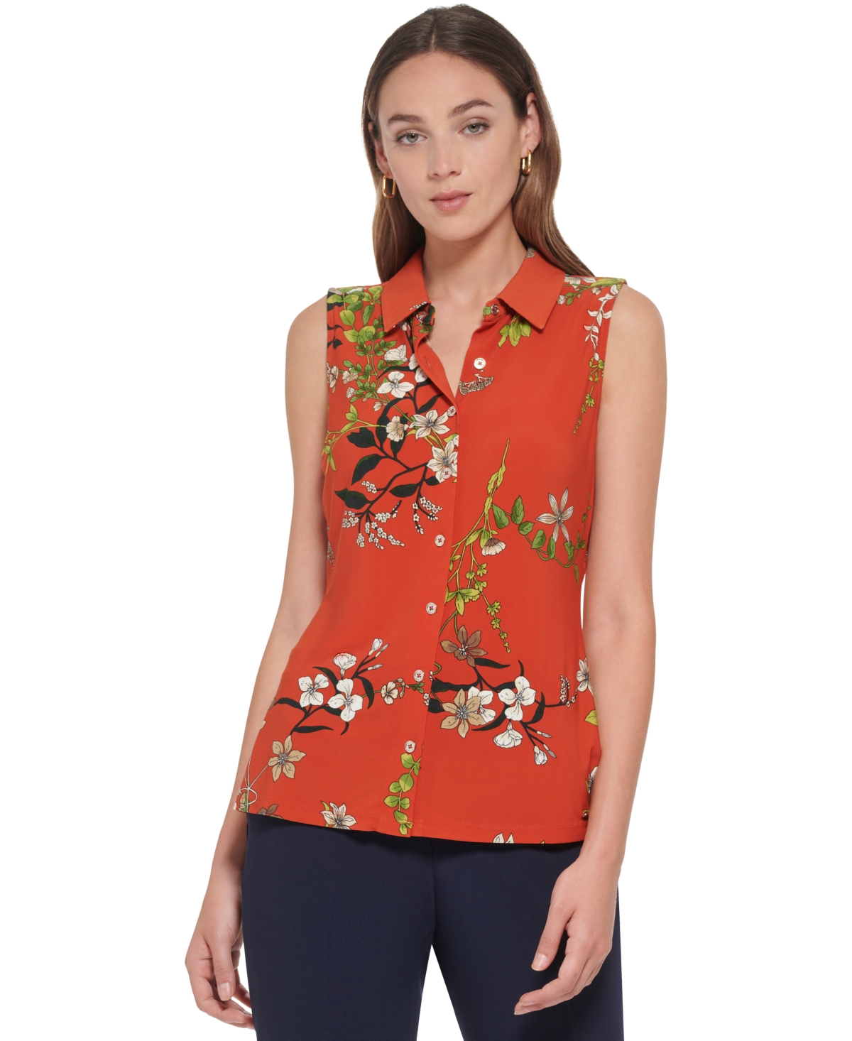 Tommy Hilfiger Women's Floral-Print Sleeveless Blouse