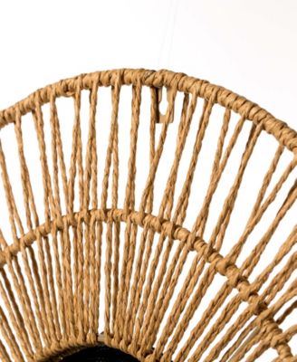 Decorative Woven Paper Rope Round Shape Modern Hanging Wall Mirror