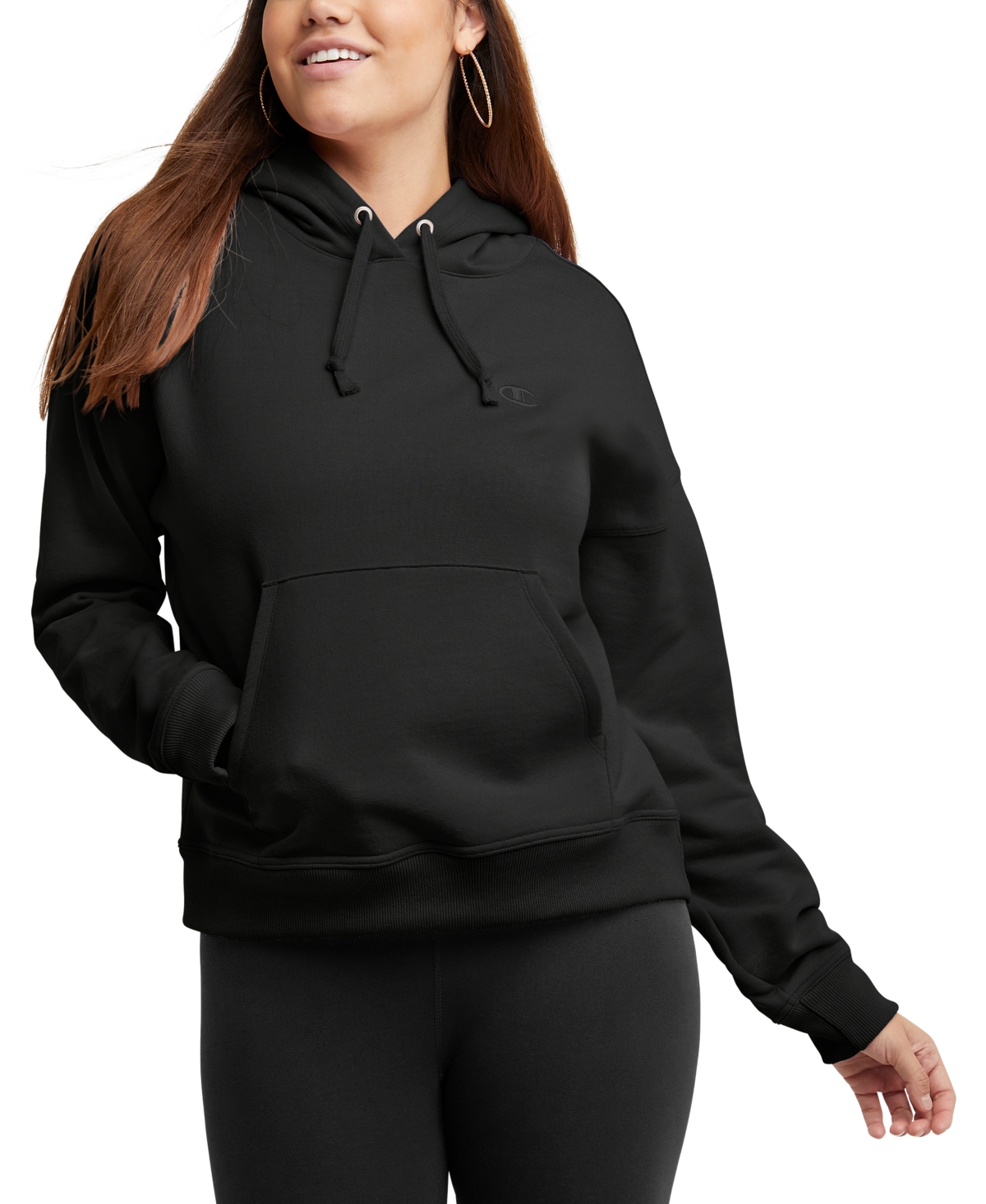 Champion Women's Powerblend Fleece Sweatshirt Hoodie In Black
