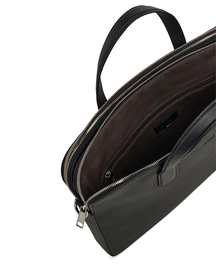 Porte-documents BOSS Homme – Cuir Italien – Fermeture Zip Double Curseur – Finitions Argent