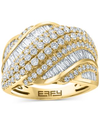 EFFY&reg; Diamond Baguette & Round Diagonal Multirow Ring (1-5/8 ct. t.w.) in 14k Gold