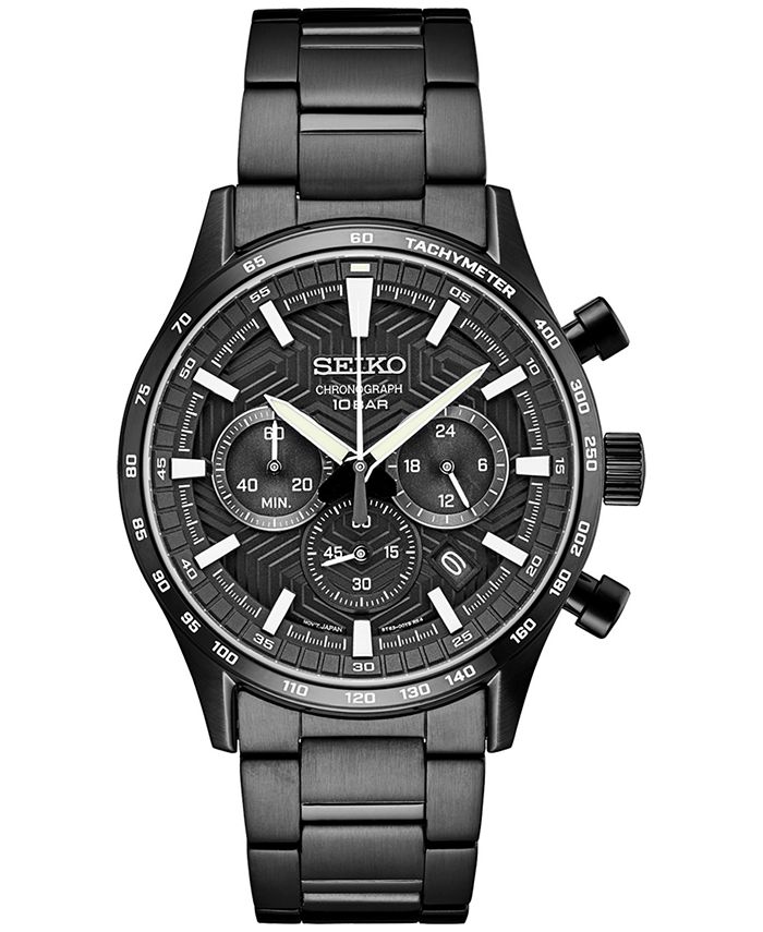 Seiko Men's Chronograph Essentials Black Ion Finish Stainless Steel ...