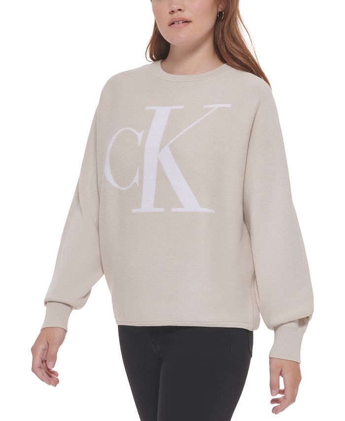Calvin Klein Jeans Women's Monogram Dolman Knit Top & Reviews ...