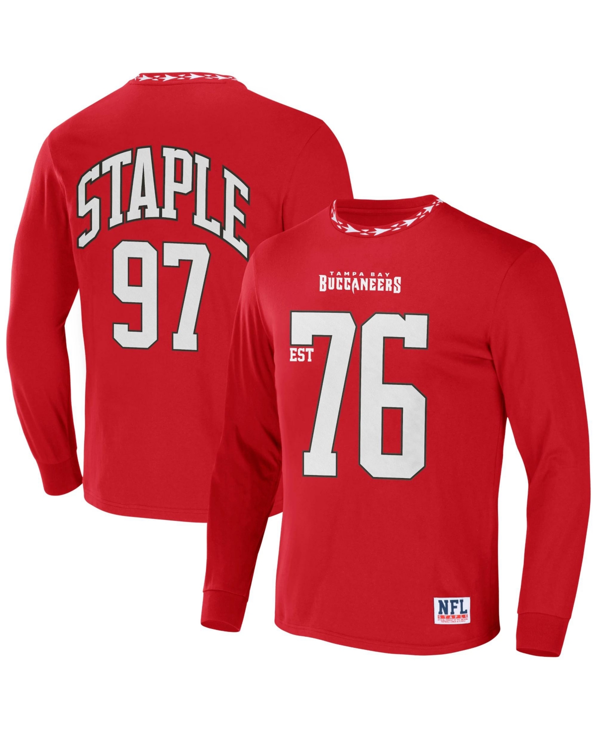 Men's Nfl X Staple Red Tampa Bay Buccaneers Core Long Sleeve Jersey Style T-shirt - Red