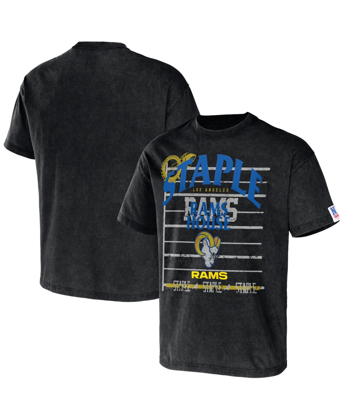 Shop Nfl Properties Men's Nfl X Staple Black Los Angeles Rams Gridiron Short Sleeve T-shirt