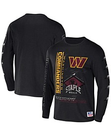Men's NFL X Staple Black Washington Commanders World Renowned Long Sleeve T-shirt