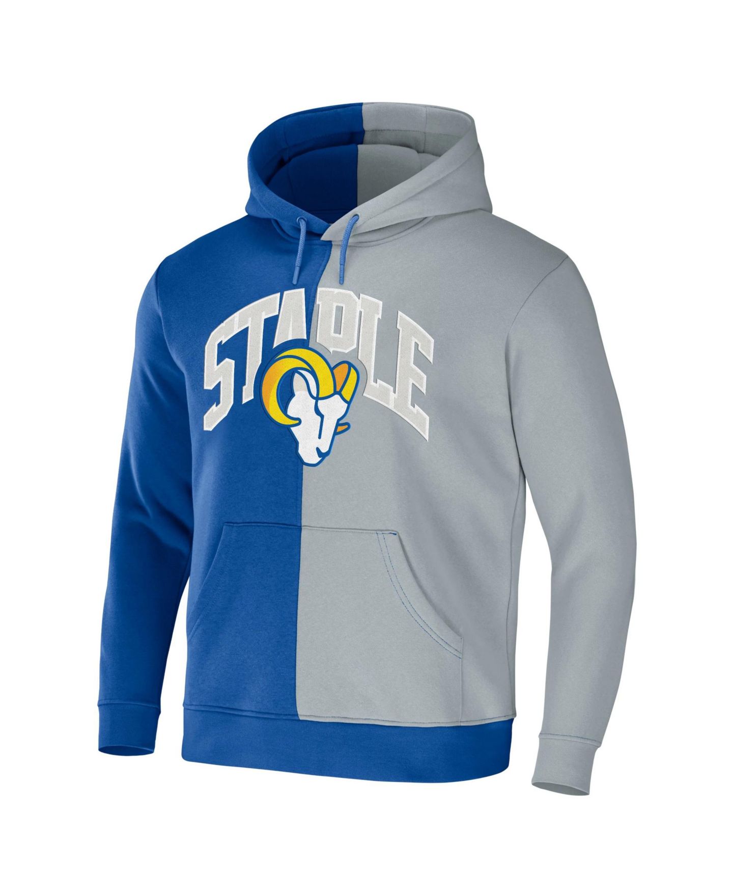 Мужское худи NFL Properties NFL X Staple Royal, Gray Los Angeles Rams Split Logo Pullover — фото 3