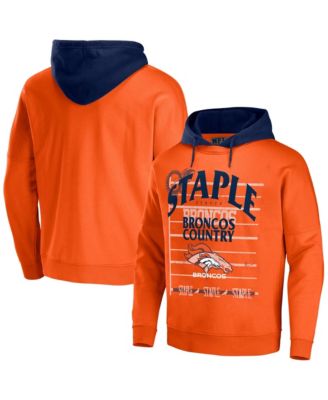 Men's NFL X Staple Orange Denver Broncos Oversized Gridiron Vintage-Like Wash Pullover Hoodie