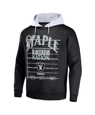 Men's NFL X Staple Black Las Vegas Raiders Oversized Gridiron Vintage-Like Wash Pullover Hoodie