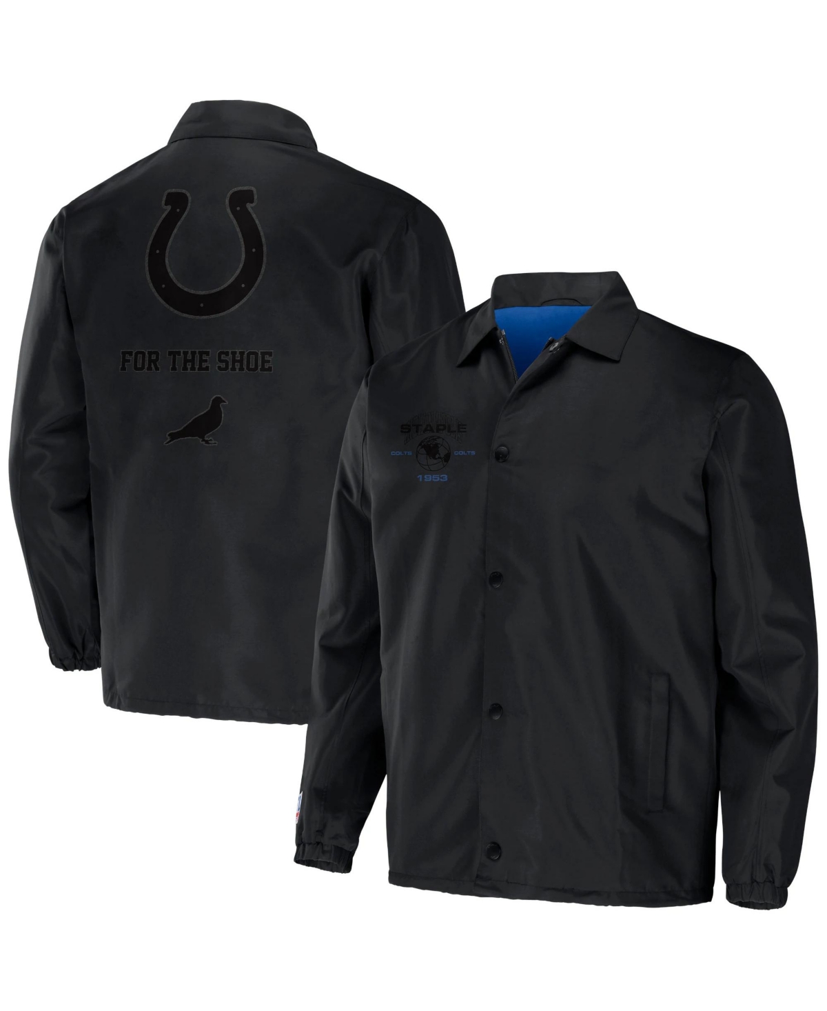 Nfl Properties Men's Nfl X Staple Black Indianapolis Colts Embroidered Nylon Jacket