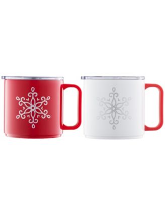 Cambridge Stackable Snowflake Insulated Coffee Mugs, Set of 2