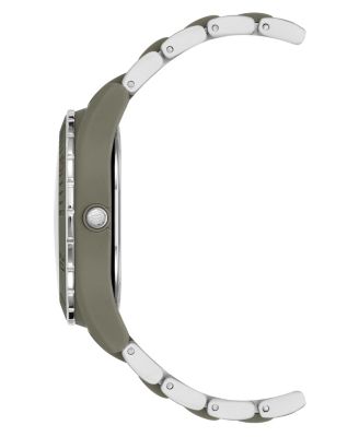 Women's Three-Hand Quartz Silver-Tone and Olive Green Solar Oceanwork Plastic Bracelet Watch, 38.5mm