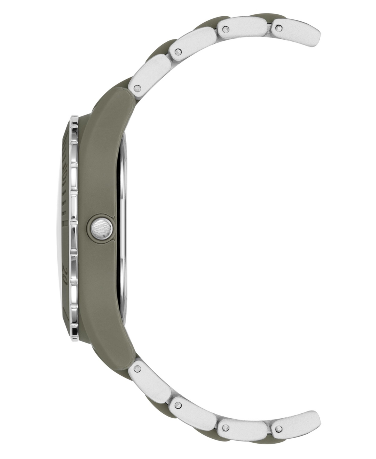 Anne Klein Women's Three-Hand Quartz Silver-Tone and Olive Green Solar Oceanwork Plastic Bracelet Watch, 38.5mm - Silver-Tone, Olive Green