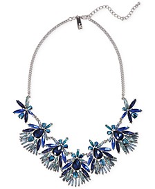 Silver-Tone Tonal Mixed Stone Cluster Statement Necklace, 17" + 3" extender, Created for Macy's