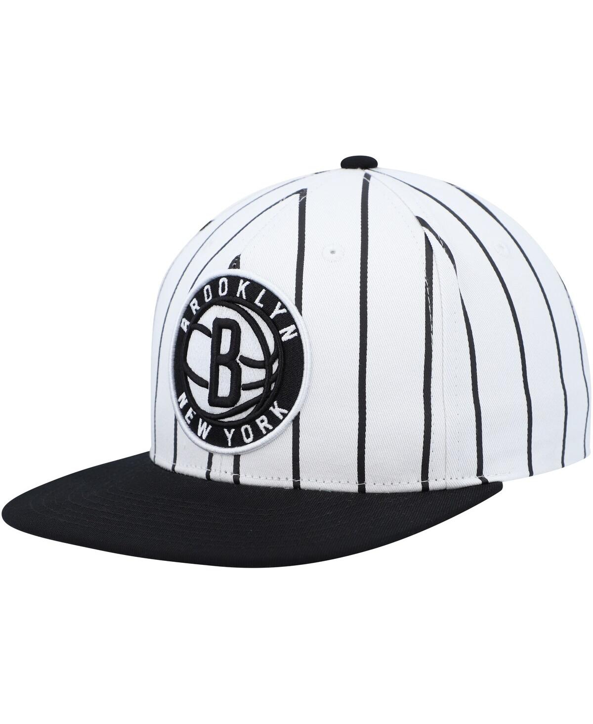 Shop Mitchell & Ness Men's  White Brooklyn Nets Hardwood Classics Pinstripe Snapback Hat