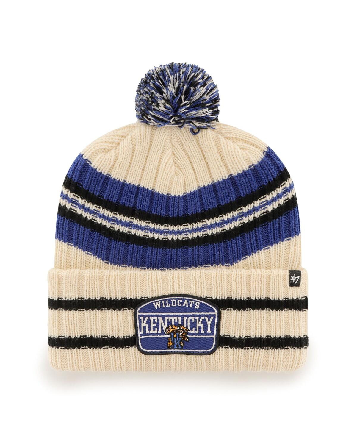 Men's '47Kentucky Wildcats Hone Patch Cuffed Knit Hat with Pom - Natural