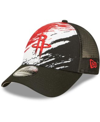 Men's New Era Black Houston Rockets Marble 9FORTY Trucker Snapback Hat ...