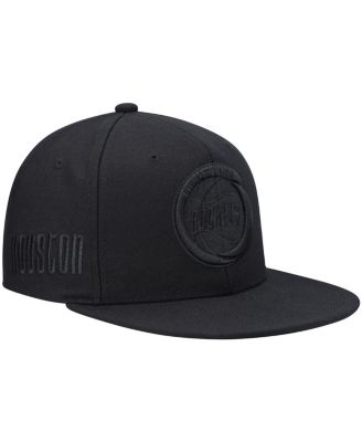 Men's Mitchell & Ness Houston Rockets Black on Black Snapback Hat - Macy's