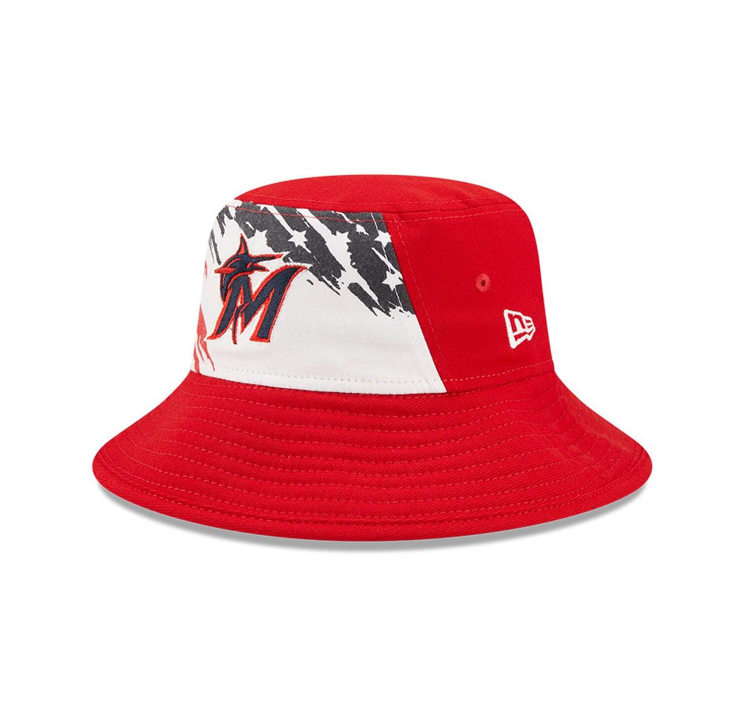 Men's Red Miami Marlins 2022 4th of July Bucket Hat