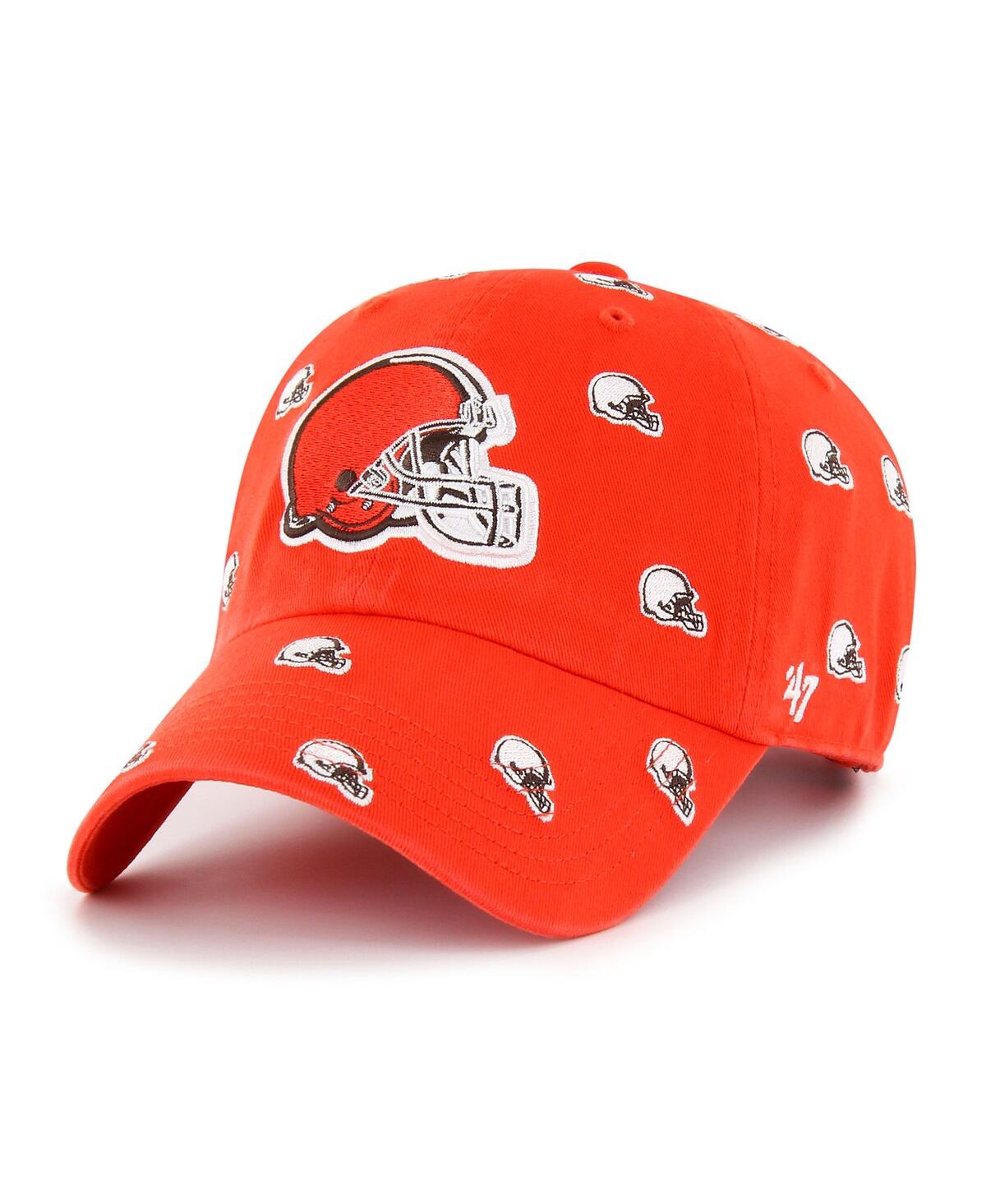 47 Brand Women's ' Orange Cleveland Browns Confetti Clean Up Logo Adjustable Hat