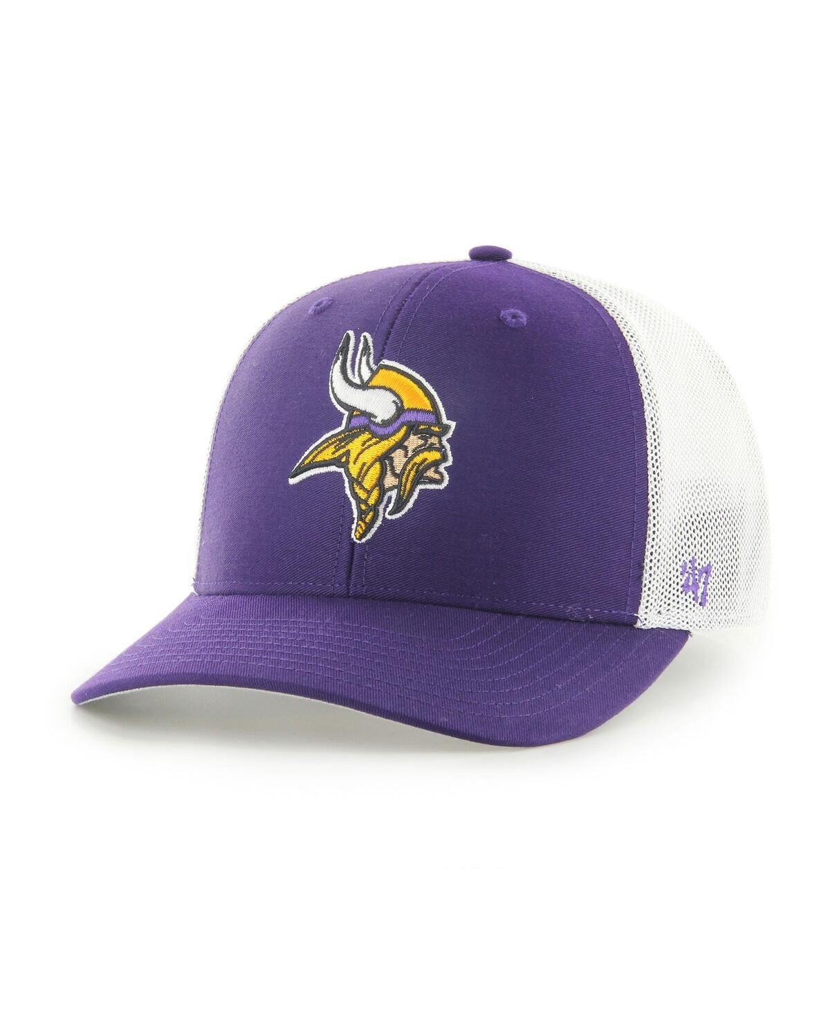 Shop 47 Brand Men's ' Purple And White Minnesota Vikings Trophy Trucker Flex Hat In Purple,white