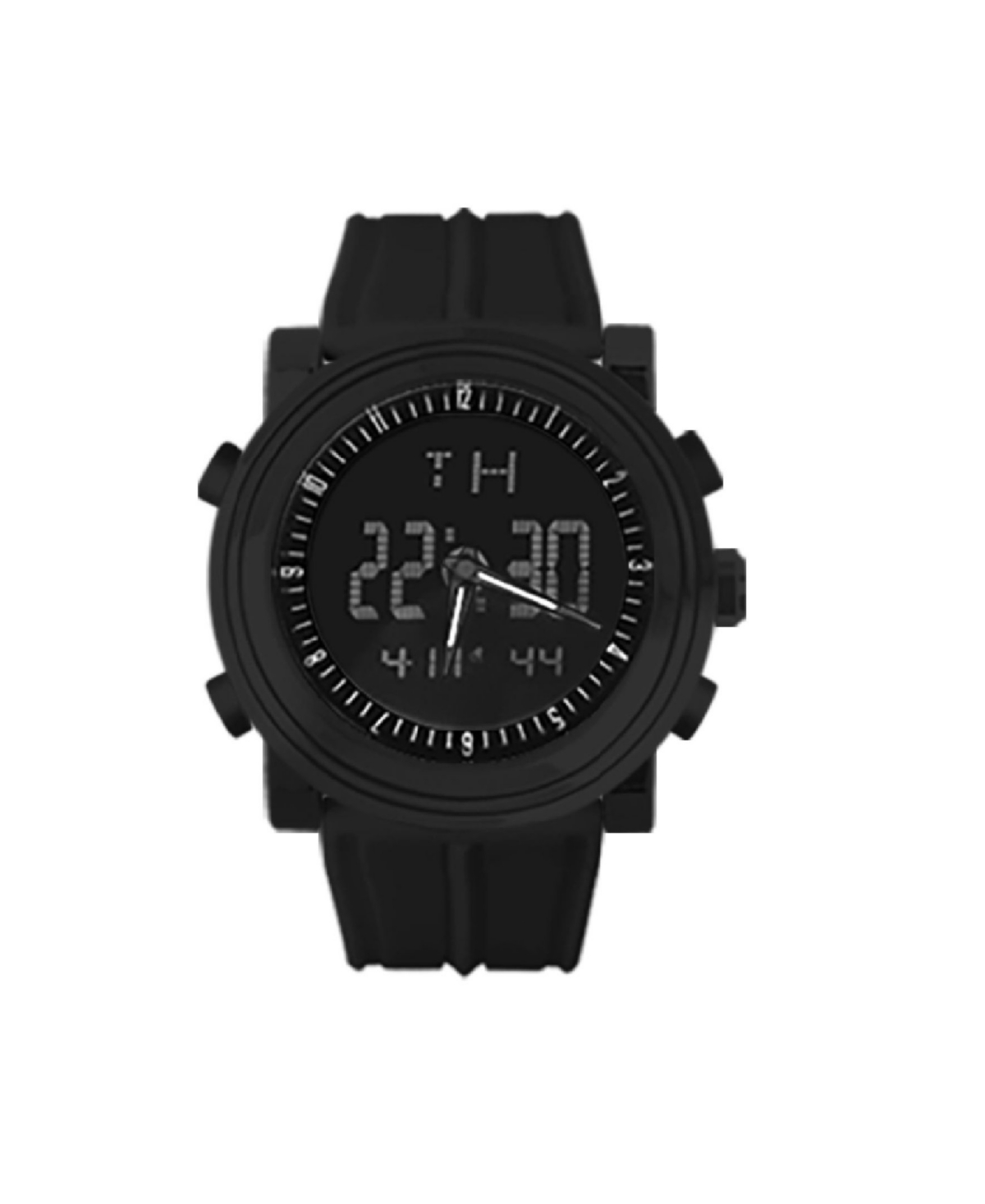 Men's Black Silicone Strap Watch 47mm - Black