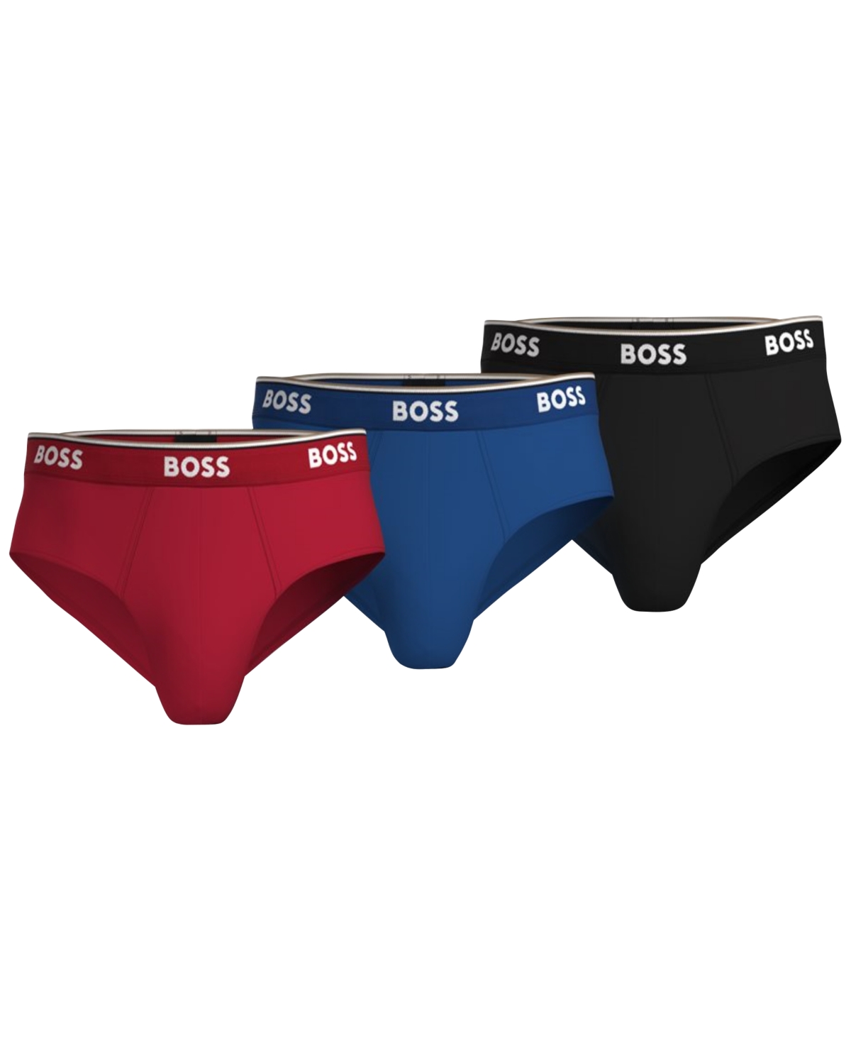 Boss by Hugo Boss Men's 3-Pk. Power Stretch Assorted Color Solid Briefs - Open
