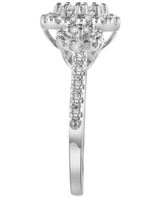 Diamond Triple Oval Cluster Ring (1/2 ct. t.w.) in 14k White Gold