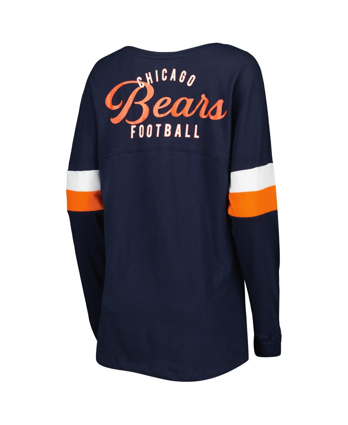 Shop New Era Women's  Navy Chicago Bears Athletic Varsity Lace-up Long Sleeve T-shirt