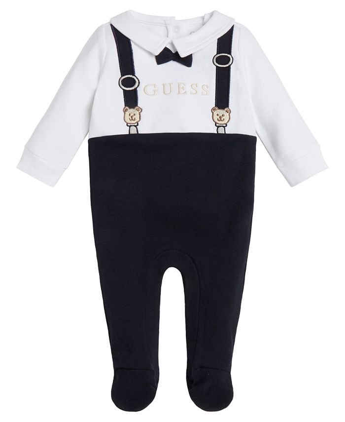 GUESS Baby Boys Interlock Embroidered Logo Collared Footie Macy's