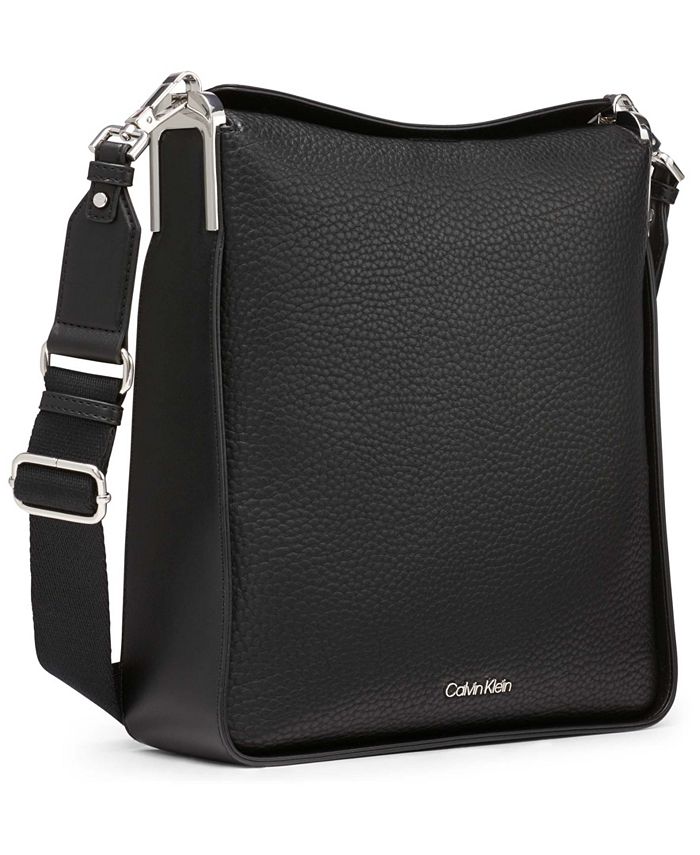 Calvin Klein Fay North/South Large Crossbody, Almond/Taupe/Bloodstone  Logo,One Size: Handbags