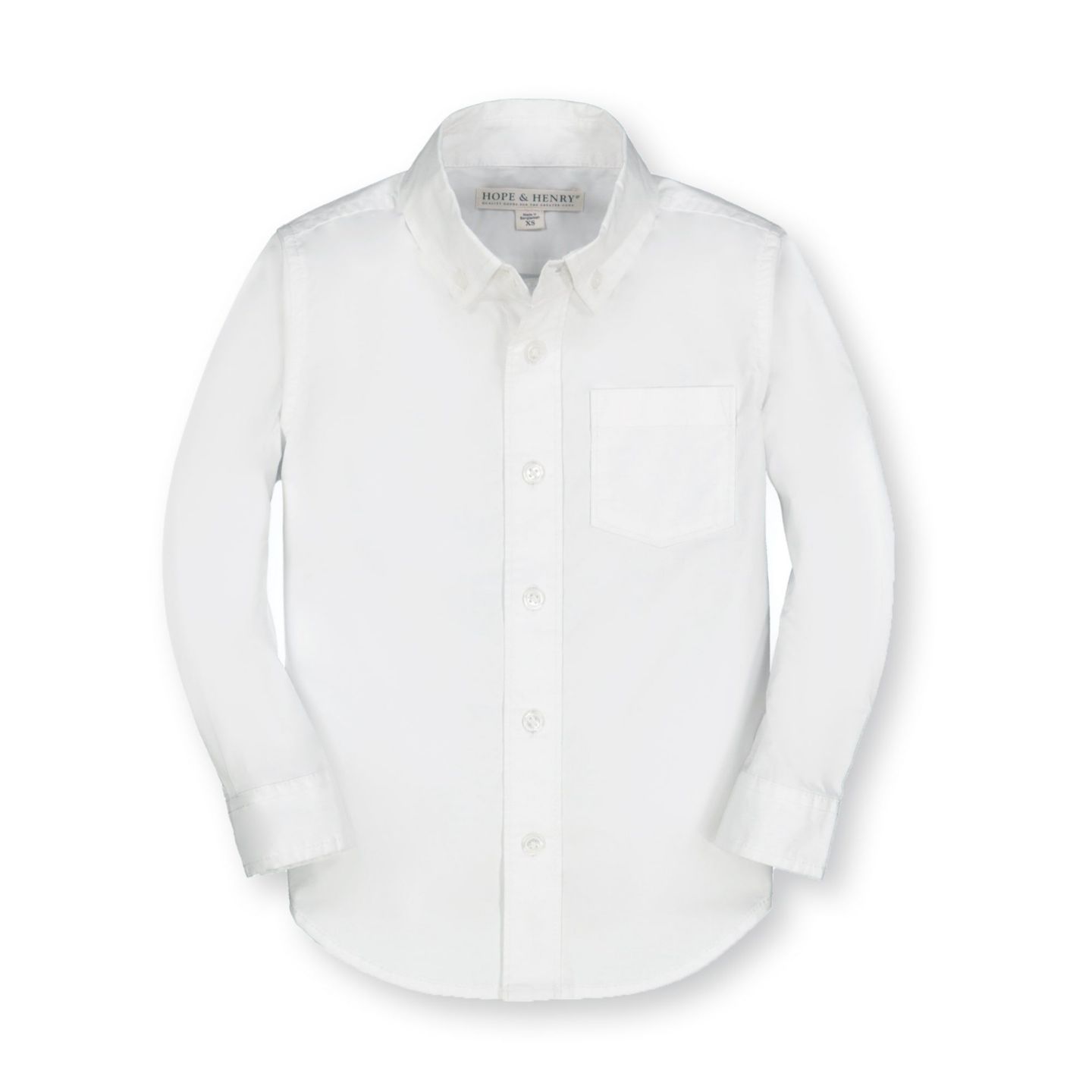 Рубашка Hope & Henry Poplin Button Down Shirt для мальчиков, цвет: Яркий белый — фото 1