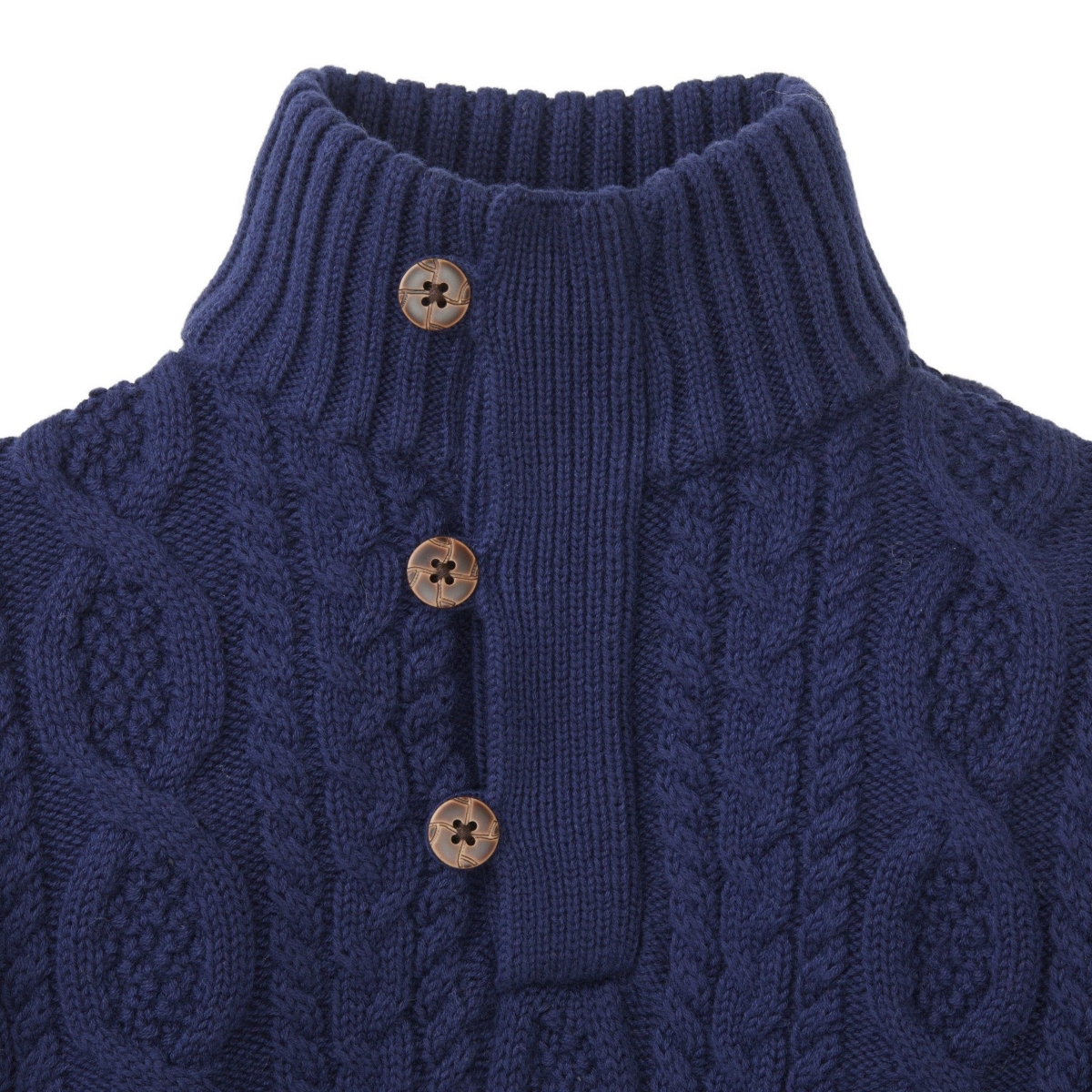 Hope & Henry Boys Organic Mock Neck Cable Sweater with Buttons