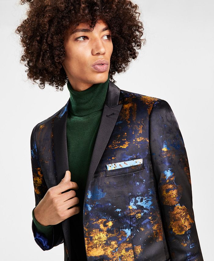 Gold Shiny Black Peak Lapel paisley look Fashion Tuxedos sport coat jacket