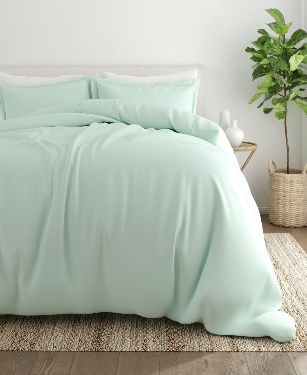 Ienjoy Home Double Brushed Solid Duvet Cover Set, King/california King In Mint