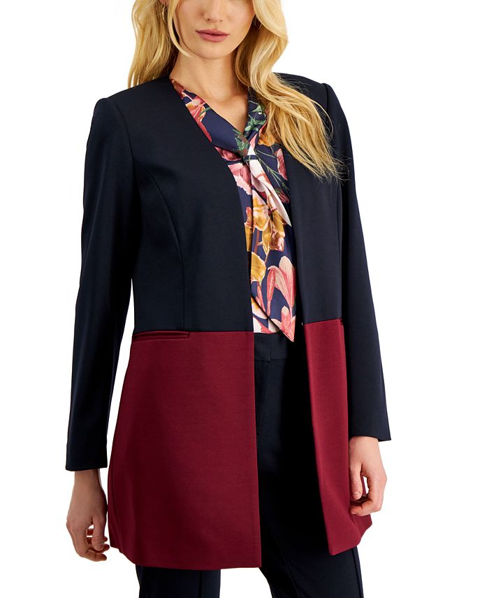 Tahari ASL Women s Colorblocked Topper Jacket Macy s