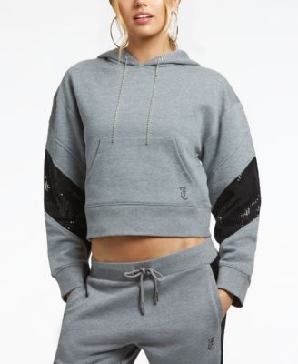 Juicy Couture - Women's Cropped Logo Sequin Hoodie