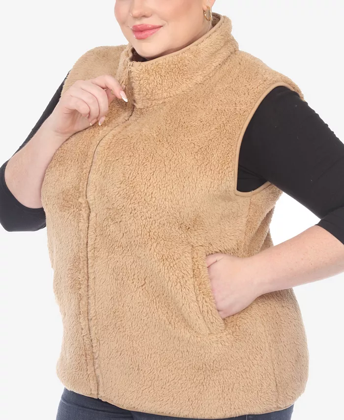 Plus Size Women's Zip Up Sherpa Vest Jacket - thumbnail 4