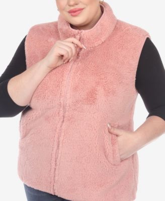 Plus Size Women's Zip Up Sherpa Vest Jacket