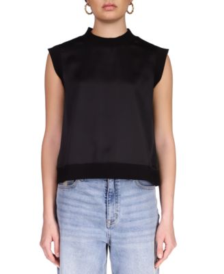 Sanctuary - Women's Mock-Neck Mixed-Media Sleeveless Top