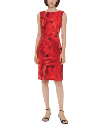 Calvin Klein Printed V-Back Sleeveless Dress & Reviews - Dresses - Women -  Macy's